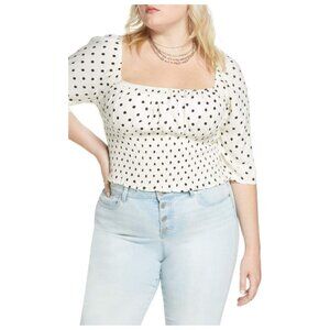 ! NWT BP. x Claudia Sulewski Polka Dot Print Smocked Top sz 1X